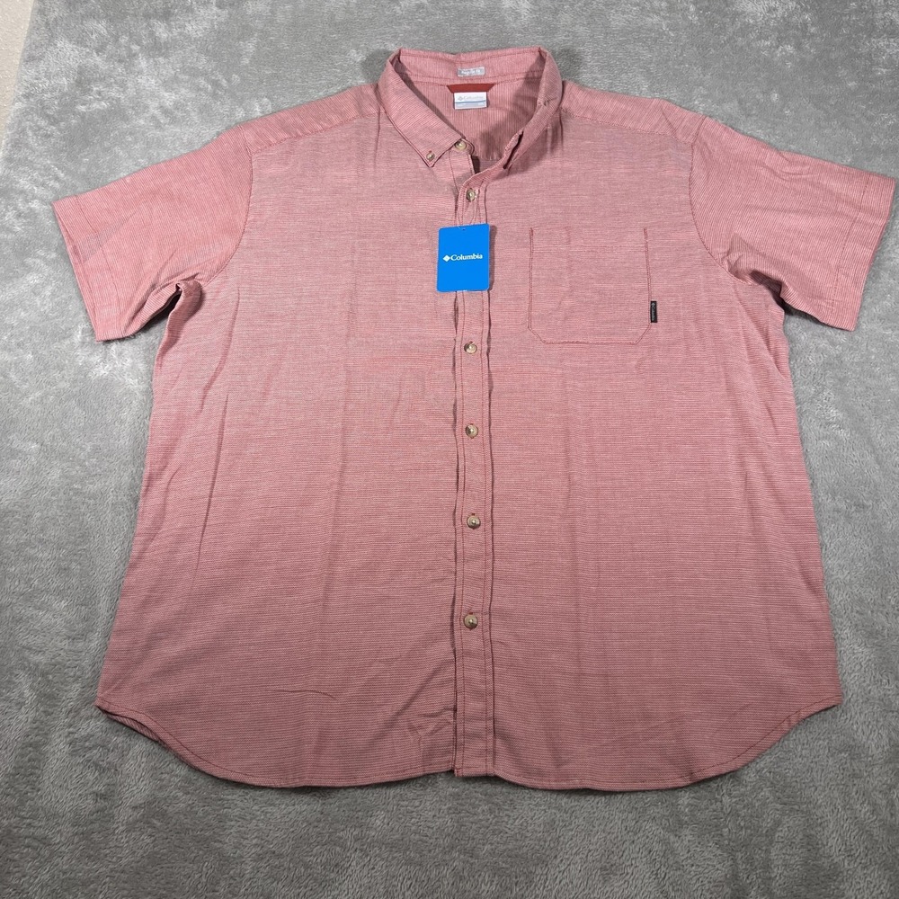 Columbia Shirt Mens 2XL Red Rapid Rivers III Short Sleeve Button Down Pocket NWT